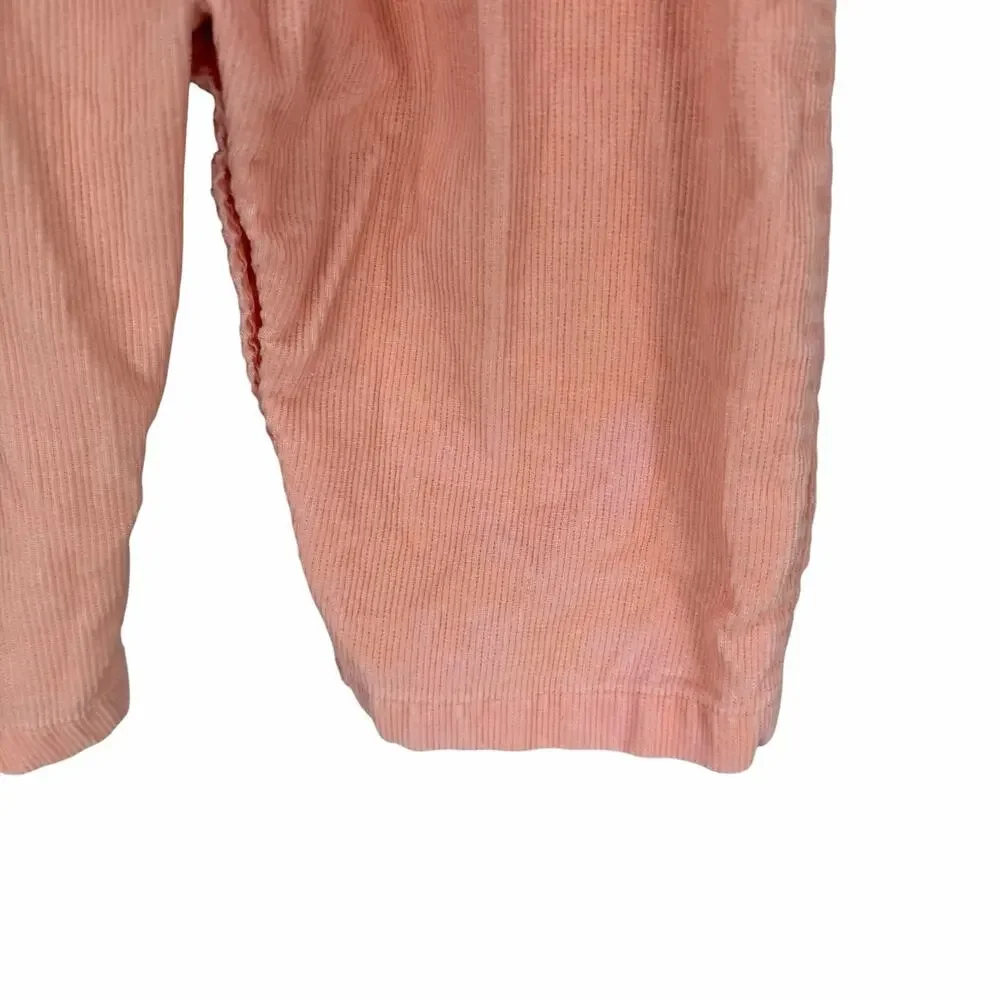 Vintage Overalls 12 Months Infant Pink Poodle Corduroy Ruffles Padded Knees